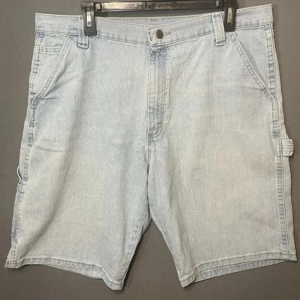 Wrangler Carpenter Shorts Mens 38 112315240 Light Wash Pockets Stretch Good